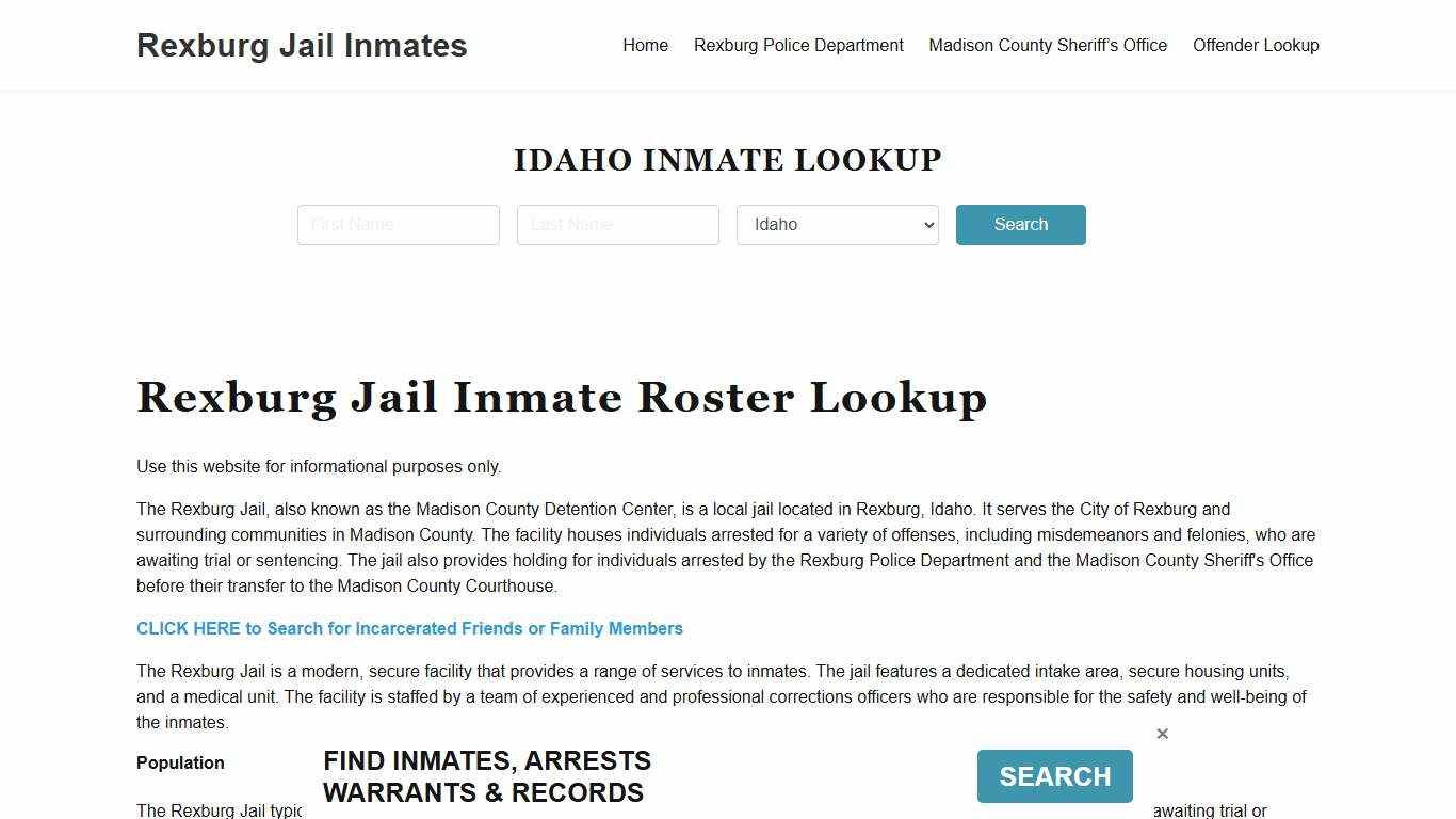 Rexburg Jail Inmate Roster, Madison County, ID, Offender Search